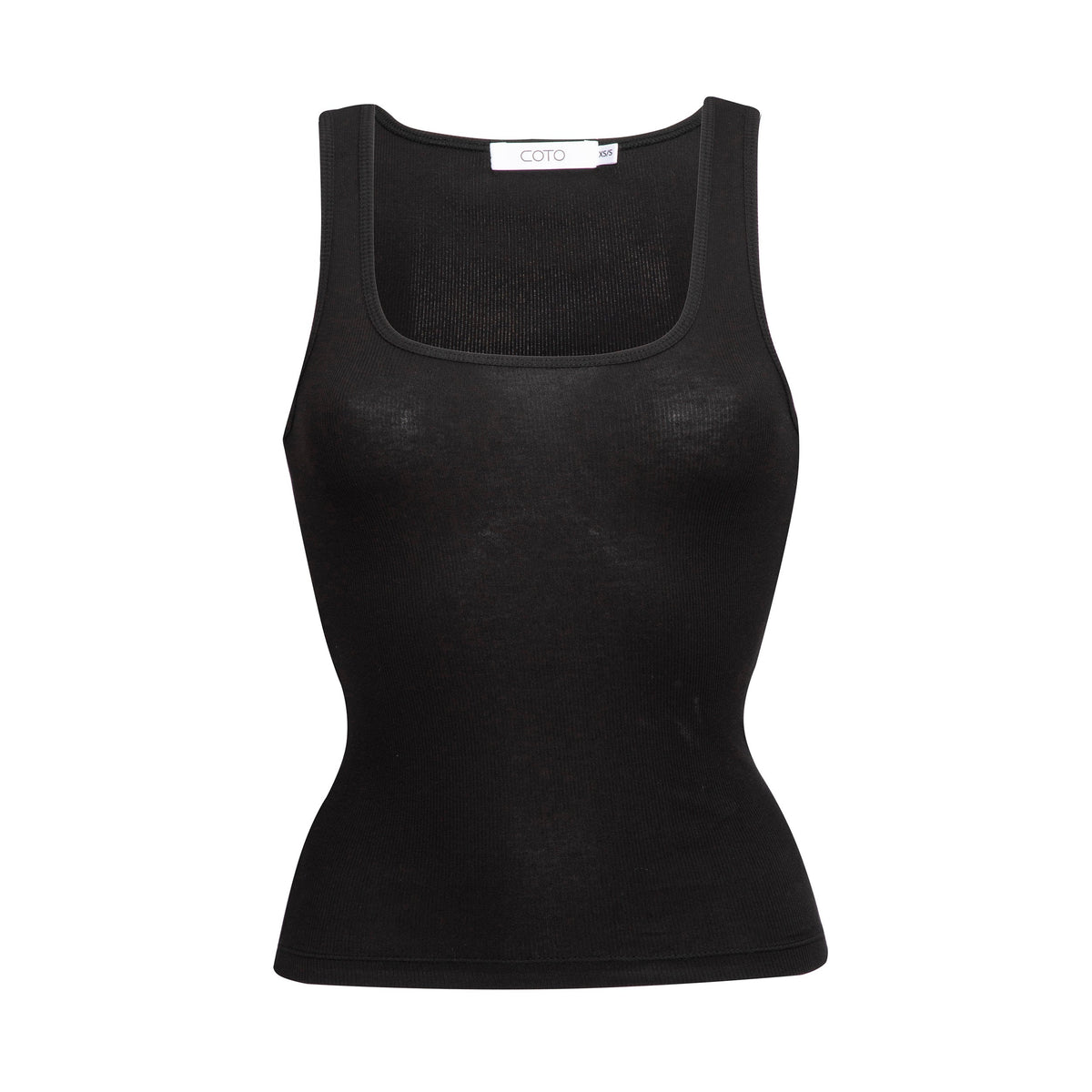 SQUARE NECK TANK RIB 027 BLACK