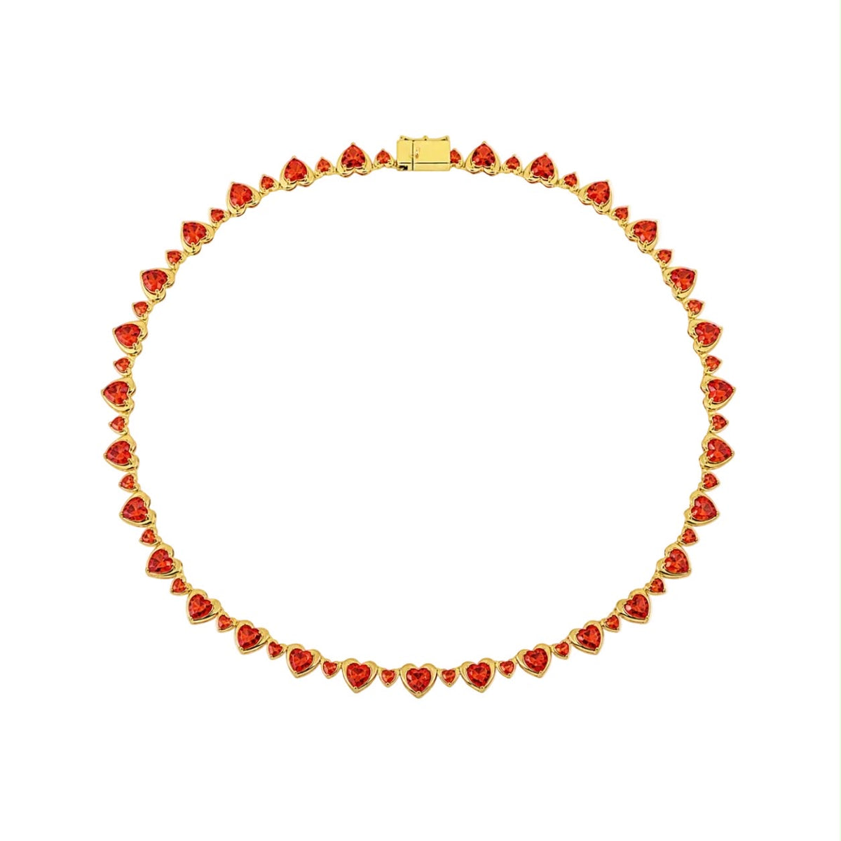 ORANGE CROWN HEARTS TENNIS NECKLACE