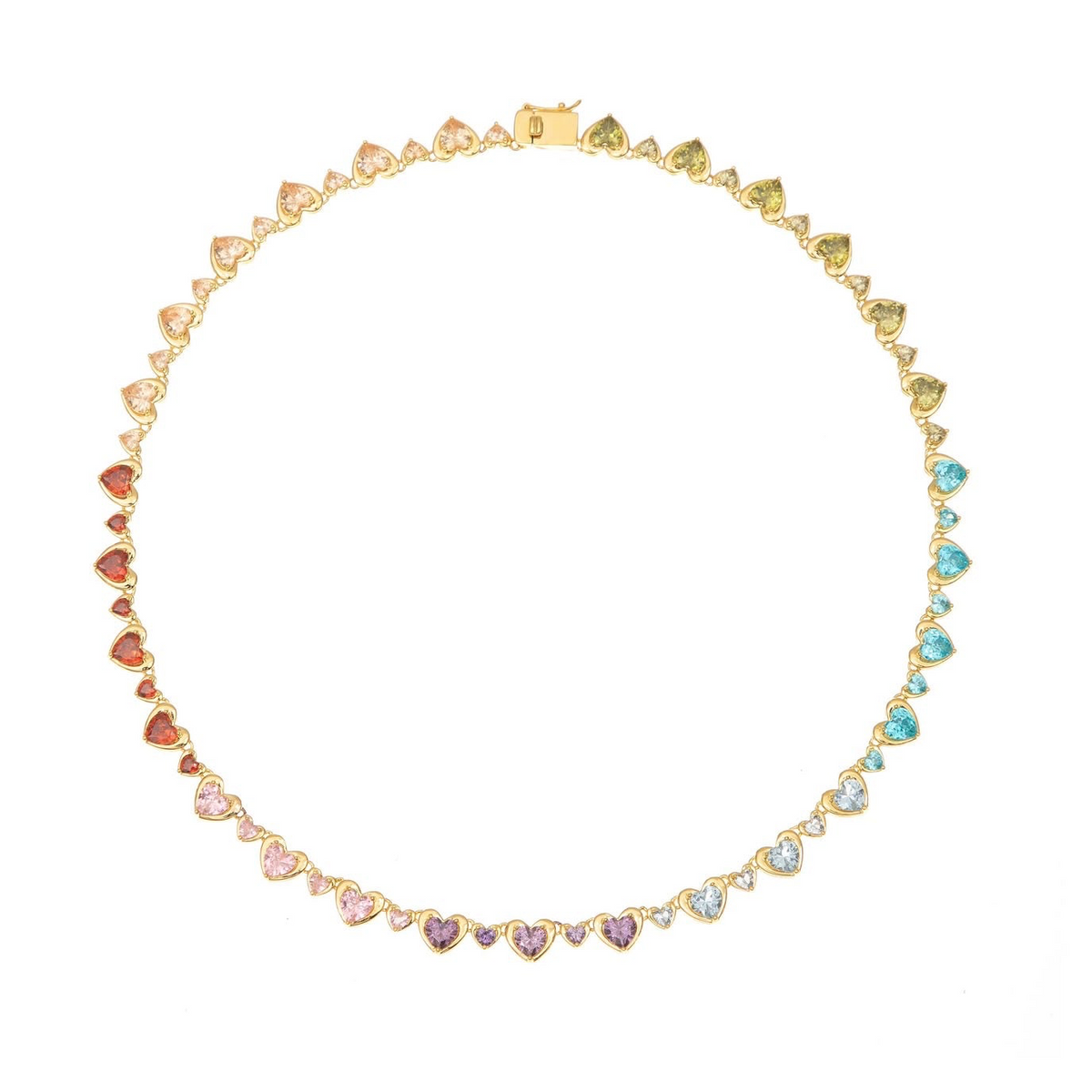 COLOURFUL CROWN HEARTS TENNIS NECKLACE