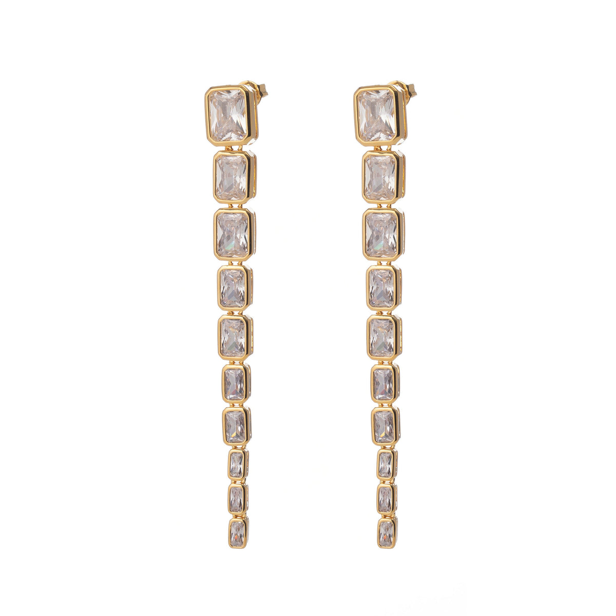 EMERALD CUT DROP EARRINGS
