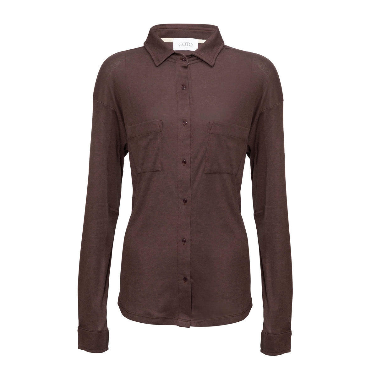 FLOWY BUTTON UP 001 COCOA