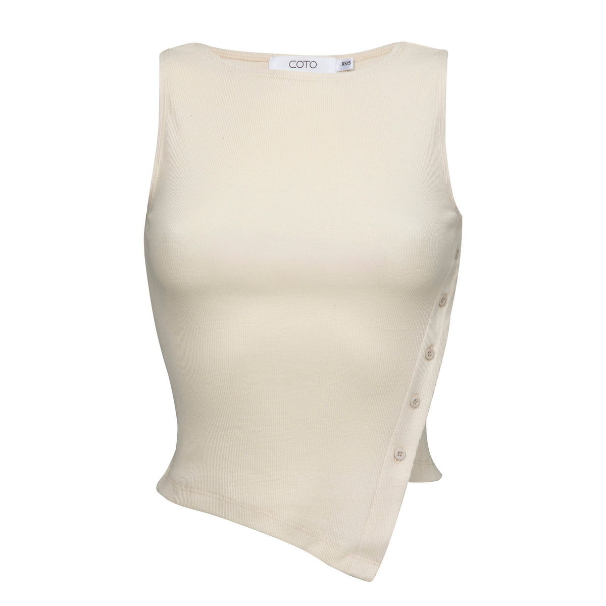 ASYMMETRICAL COTTON TANK 002 CREAM