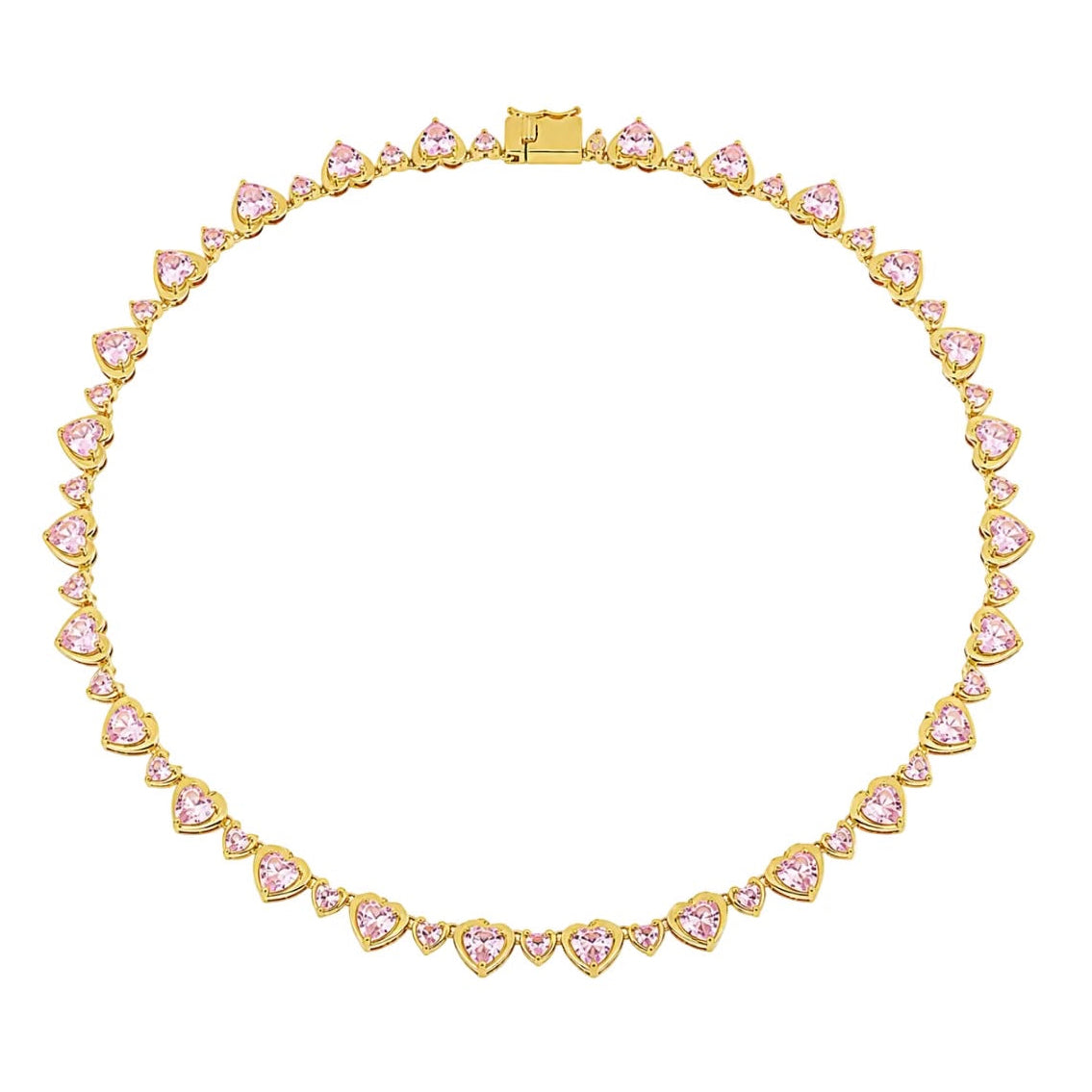 PINK CROWN HEARTS TENNIS NECKLACE