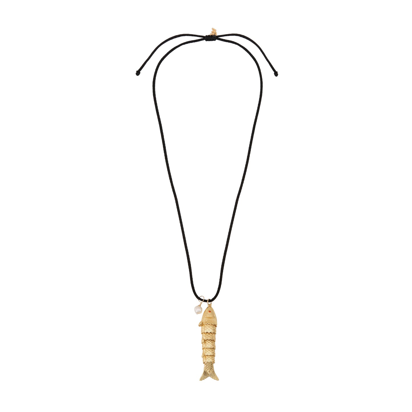 GOLD FISH BLACK THREAD NECKLACE Unisex model